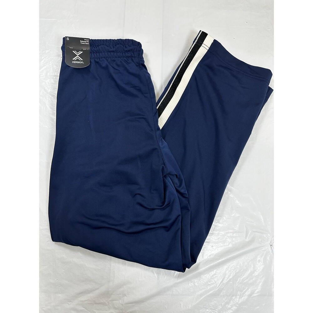 XERSION Men's Drawstring Relaxed Fit Navy Blue Tricot Track Pants Size S